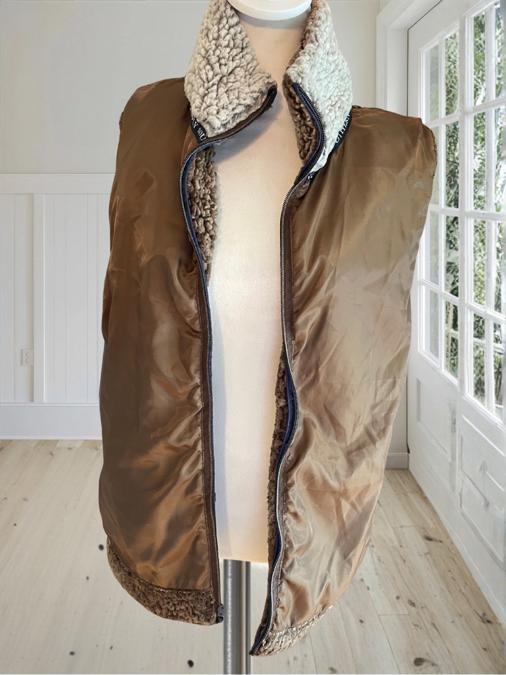 SIMPLY SOUTHERN Women's Brown Sherpa Fleece Vest Full Zip Cozy Outerwear Size L - Picture 9 of 14